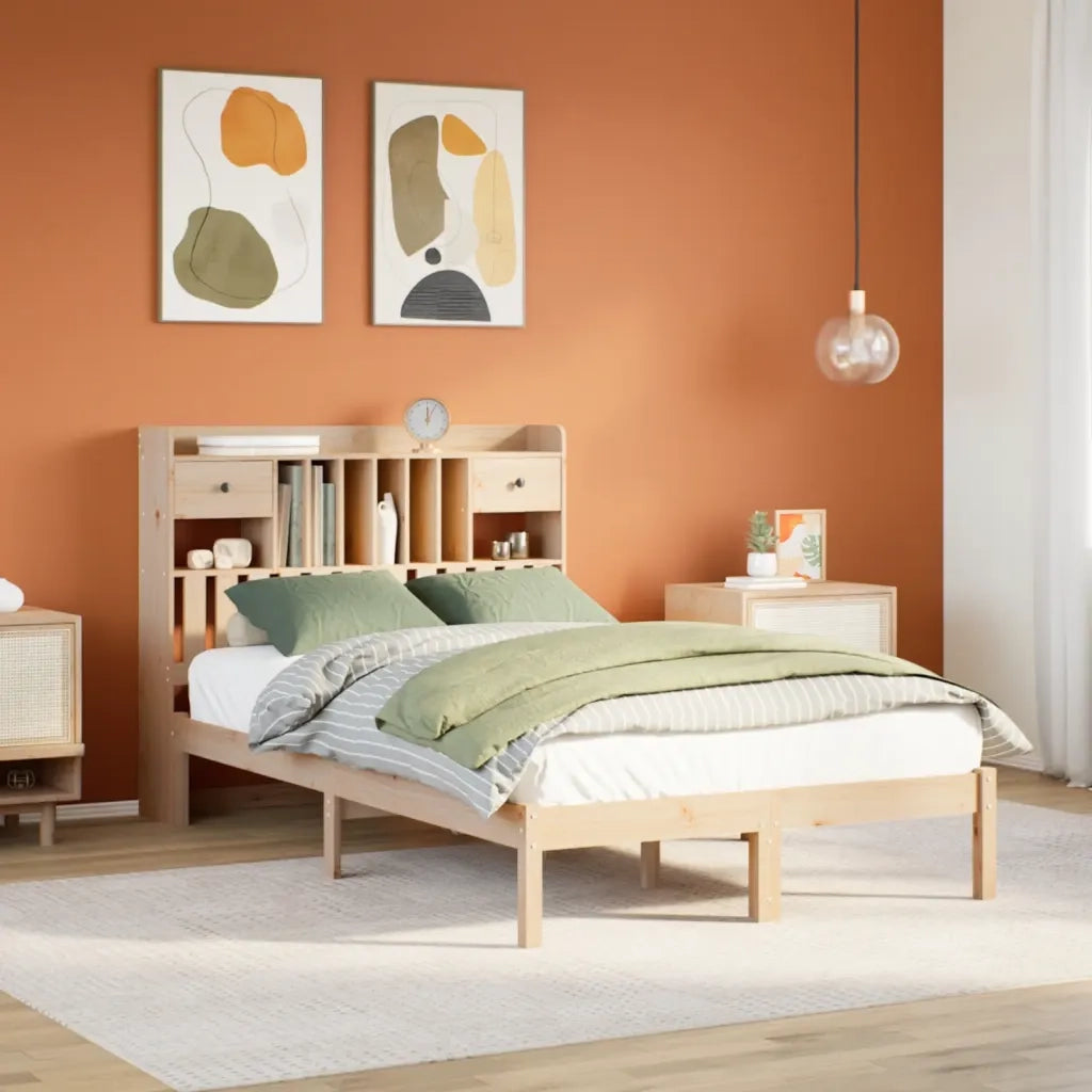 Letto Libreria senza Materasso 135x190 cm in Legno di Pino 3321616