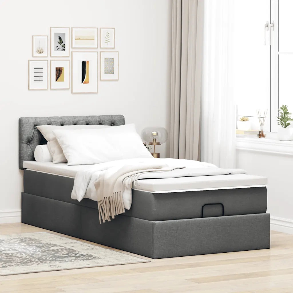 Struttura Letto Pouf con Materasso 180x200 cm in Tessuto 3311498