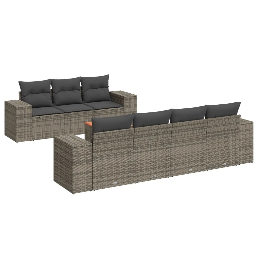 Set Divano da Giardino 8 pz con Cuscini Grigio in Polyrattan 3225353