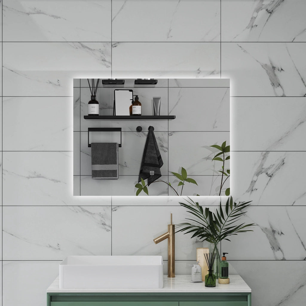AICA Specchio da bagno 100 x 60 cm, antiappannamento, dimmerabile, interruttore touch, Funzione Memoria