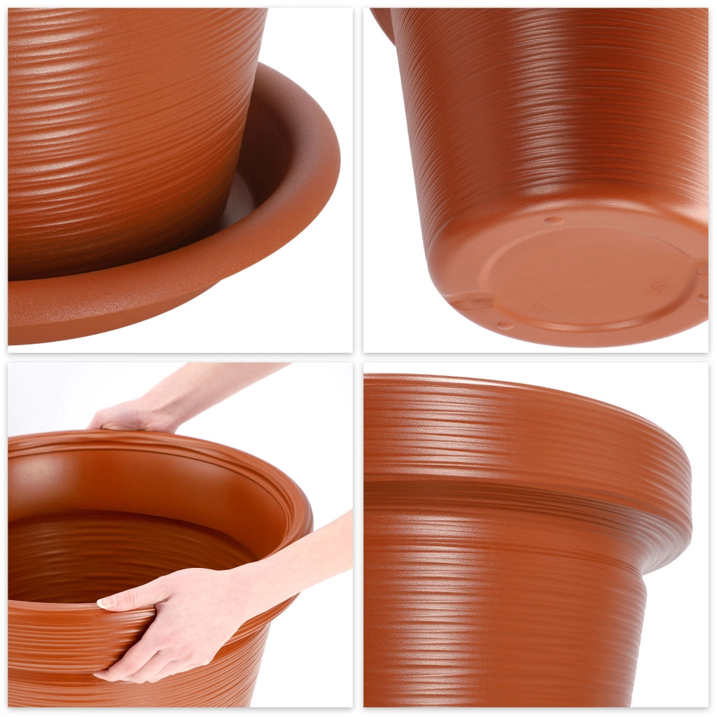 Vaso da fiori KADAX, vaso da giardino per fiori con coperchio e supporto, grande, rosso mattone, 46 cm