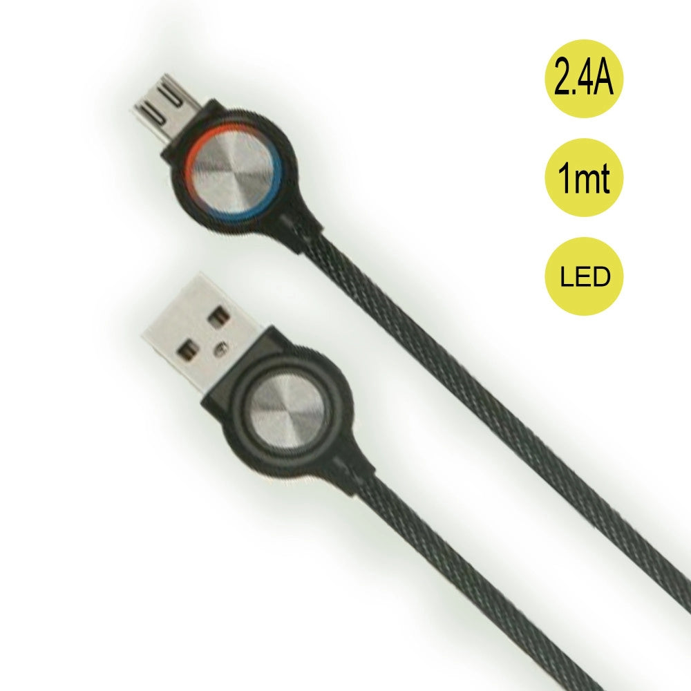 Trade Shop - Cavo Micro Usb A Usb2.0 2.4a Con Indicatore Led Dati Carica Ultra Veloce Qy-w081 -