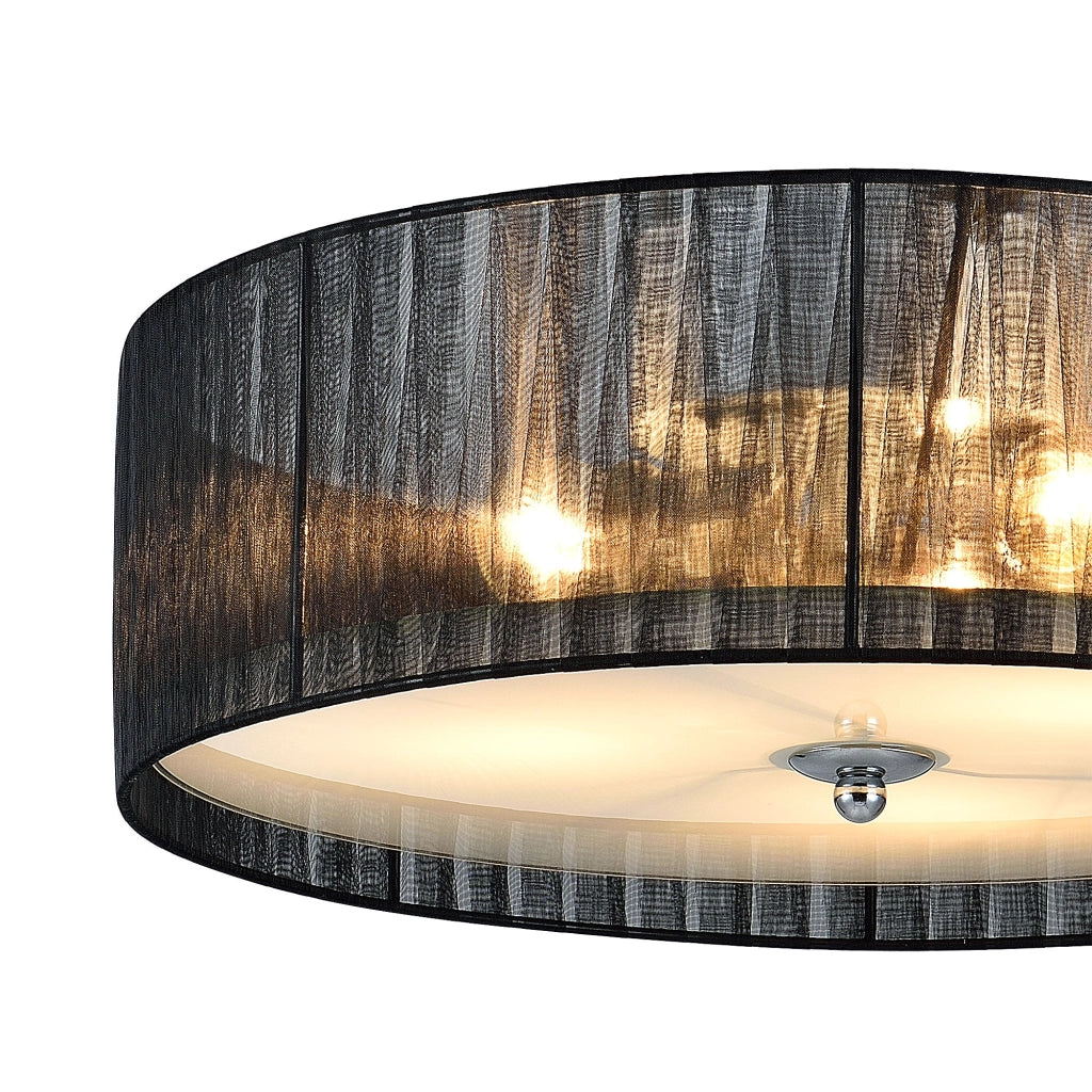 Lampadario moderno da soffitto lampadario di design lampada a sospensione per soggiorno diametro 40 cm tessuto e vetro bianco e nero 03_0005937