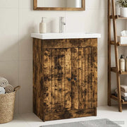 Mobiletto da bagno sotto il lavello Rovere Fumo