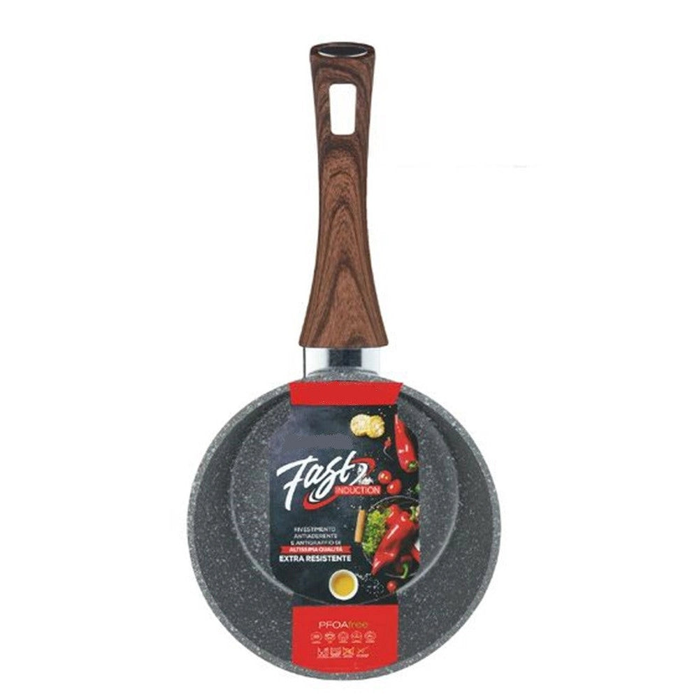 Trade Shop - Casseruola Con Manico Legno Pentola Antiaderente Antigraffio Per Induzione Da ø16 A 20cm -