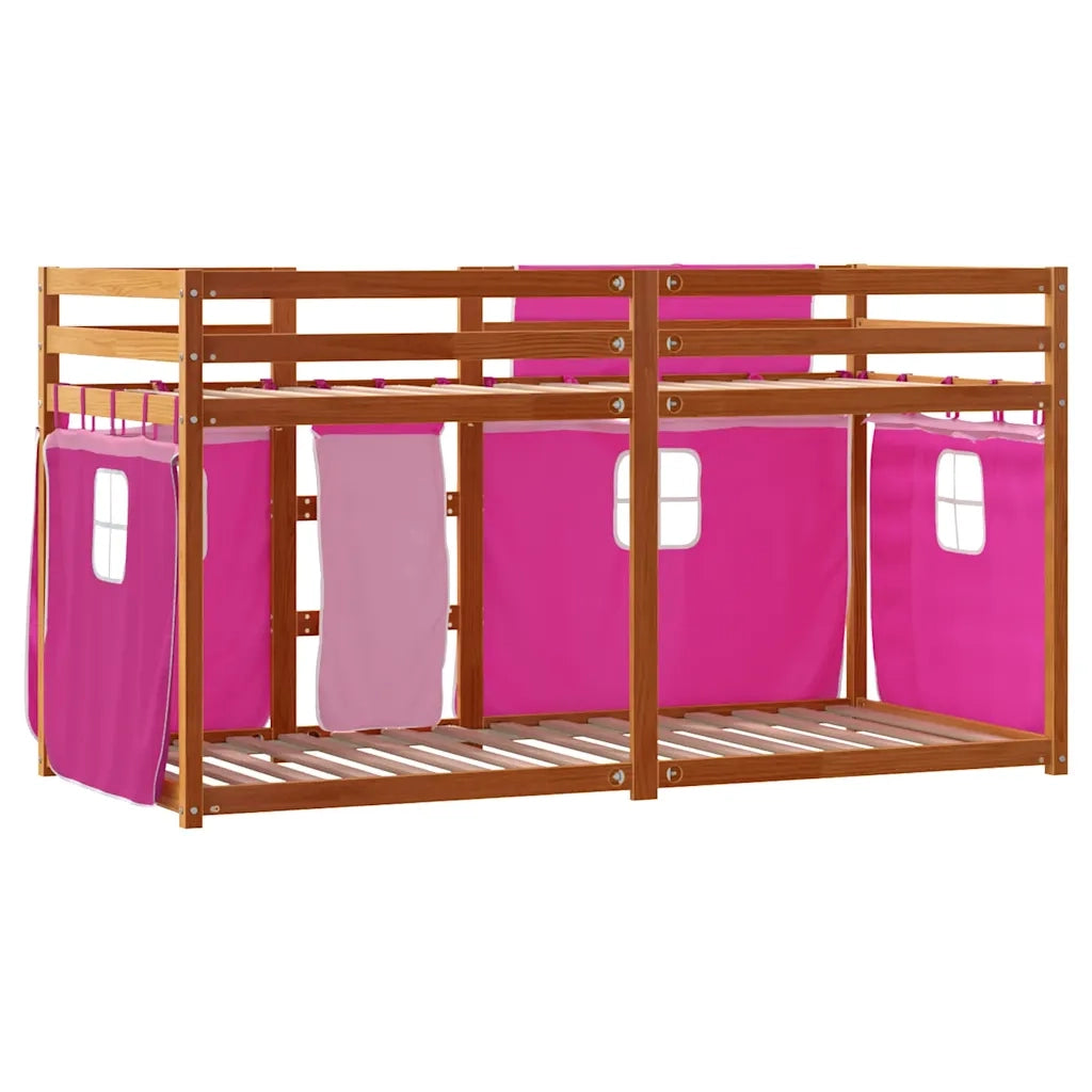 Letto a Castello senza Materasso Rosa 90x190 cm Legno di Pino