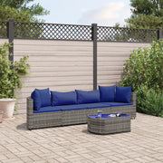 Set Divano da Giardino 5 pz con Cuscini Grigio in Polyrattan