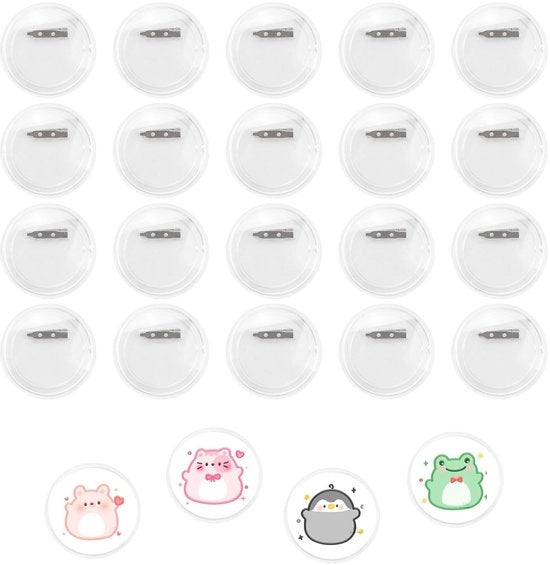 Fai da te stesso - Badges personalizzabili - 60 mm - Transparente - 20 pezzi - Ideali per progetti creativi