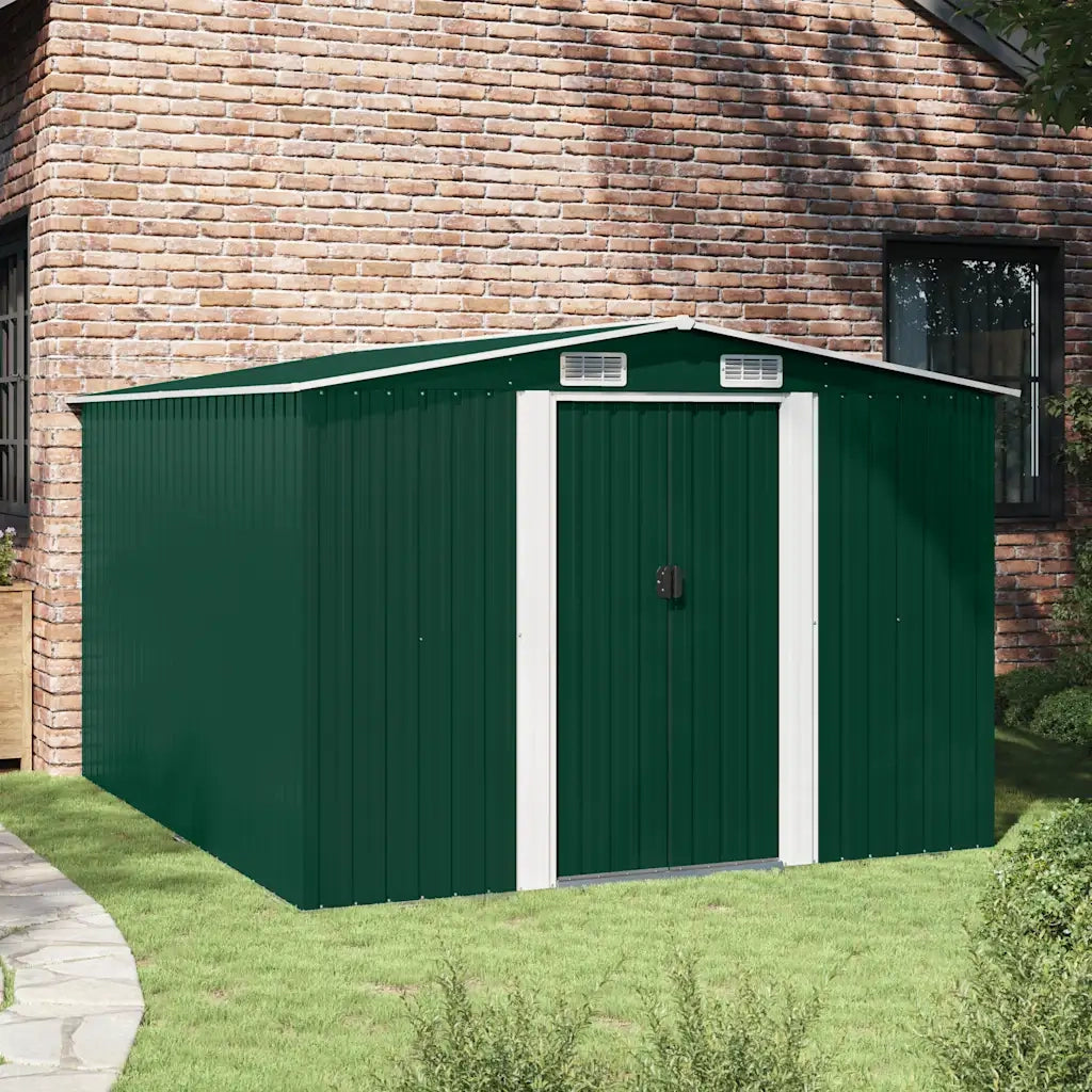 Casetta da Giardino 257x298x178 cm in Metallo Verde 143340