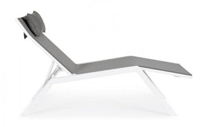 Lettino Chaise Longue da Giardino 65,5x177x105h cm con Cuscino Poggiatesta Krion Bianco