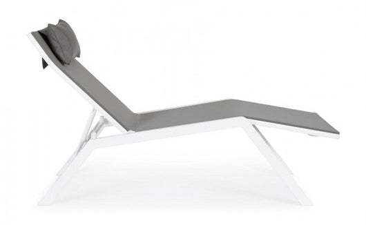 Lettino Chaise Longue da Giardino 65,5x177x105h cm con Cuscino Poggiatesta Krion Bianco