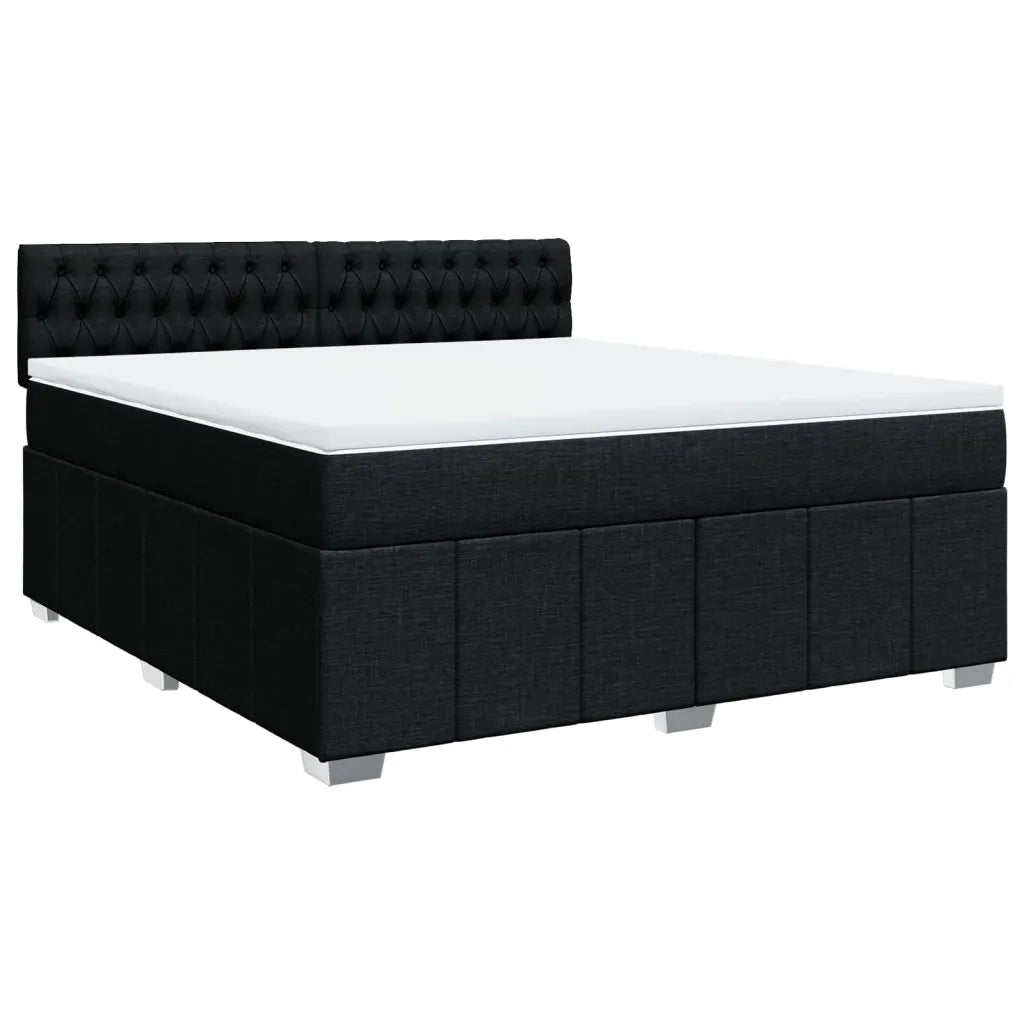 Giroletto a Molle con Materasso Nero 180x200 cm in Tessuto