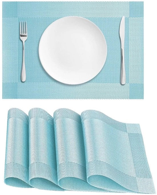Set di piatti in PVC termoresistente antiscivolo a 4 pezzi in blu