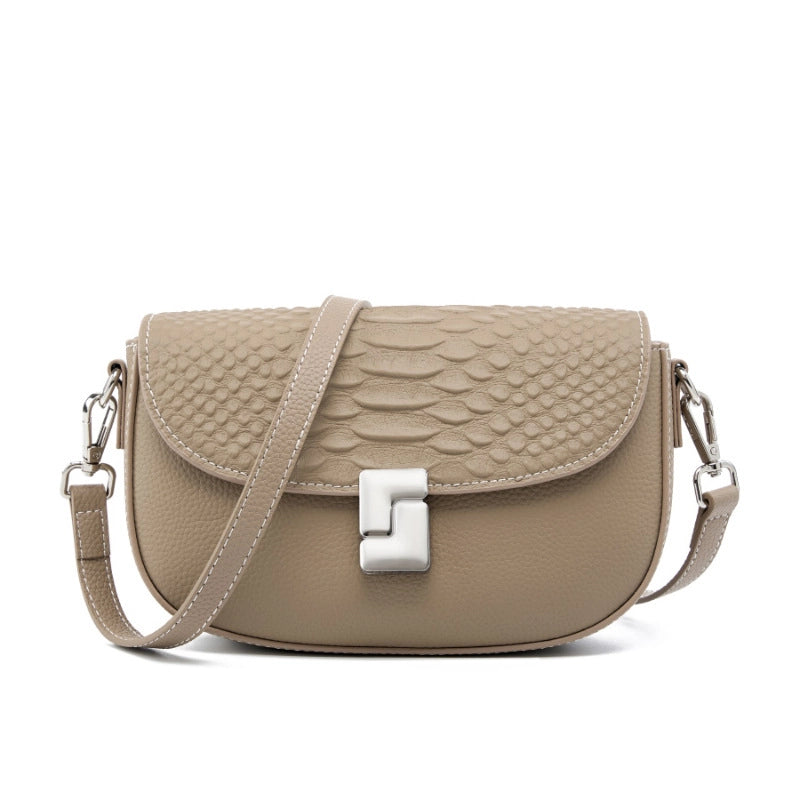 Borsa a tracolla da donna in vera pelle, grande capacit¨¤, piccola borsa quadrata, grigia