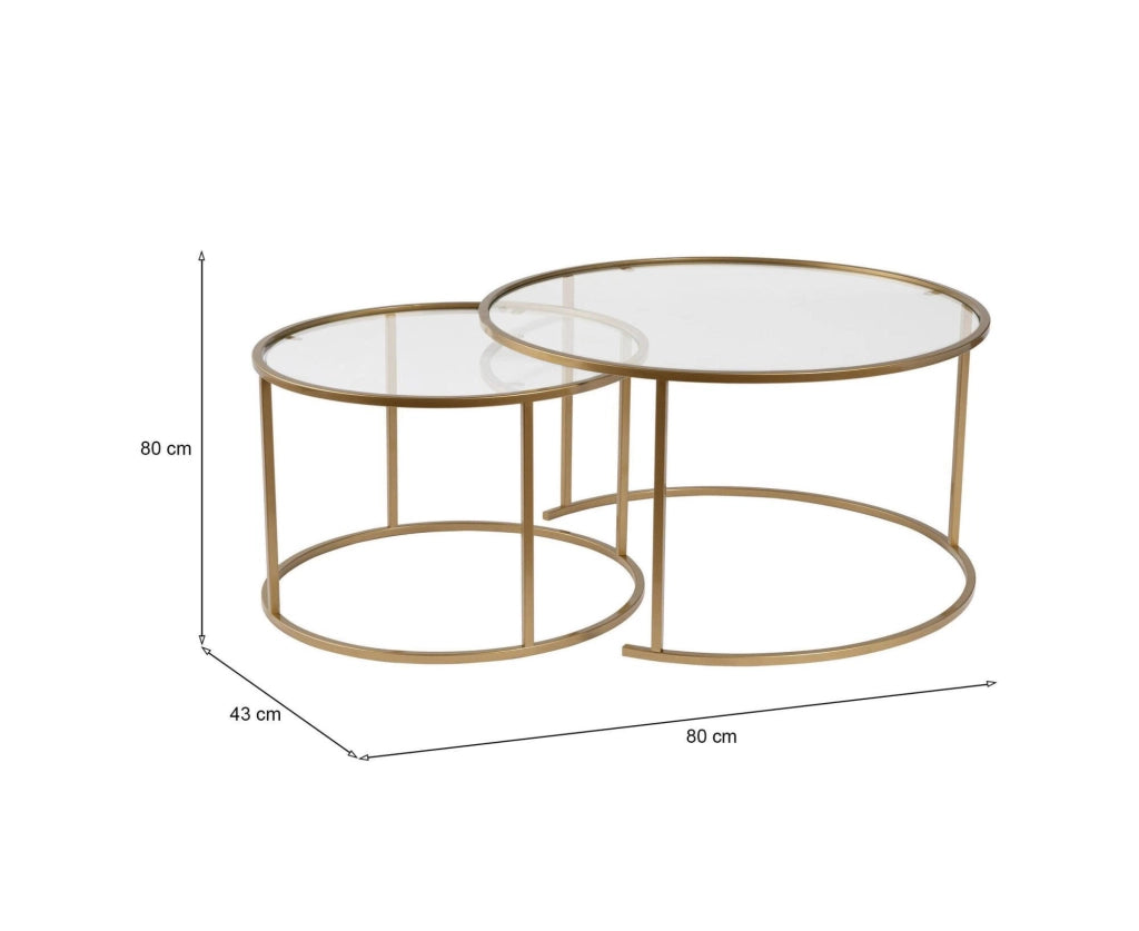 Aedion, Tavolino da Salotto Cassetti, 80x80x43h cm oro