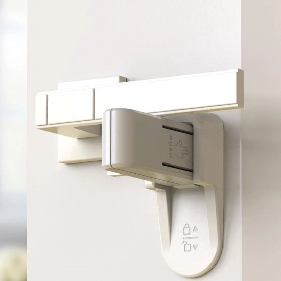 2-pack deurslot senza forare - Sicurezza per le porte da camera con adesivo industriale, serrature sicure per bambini in HIPS per casa, balcone e finestra, deurslot senza forare (grigio)