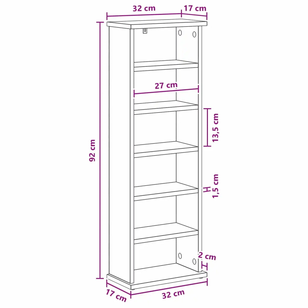 Mobile per CD Sonoma grigio 60 x 17 x 92 cm 8012756