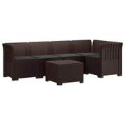 Divano da Giardino 5 Posti con Cuscini Stile Rattan PP Marrone 3444075