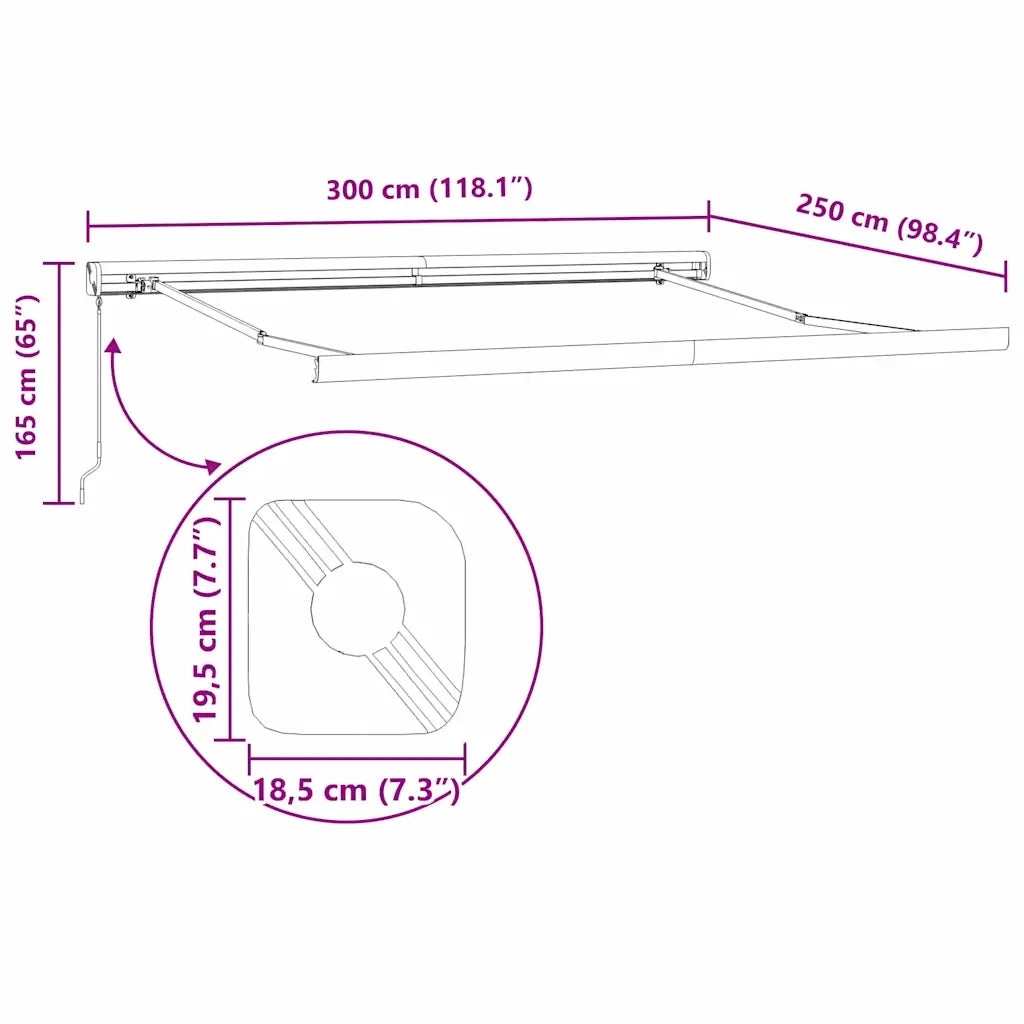 vidaXL Tenda Retrattile Rosso e Bianco 300 x 250 cm Tessuto e Metallo