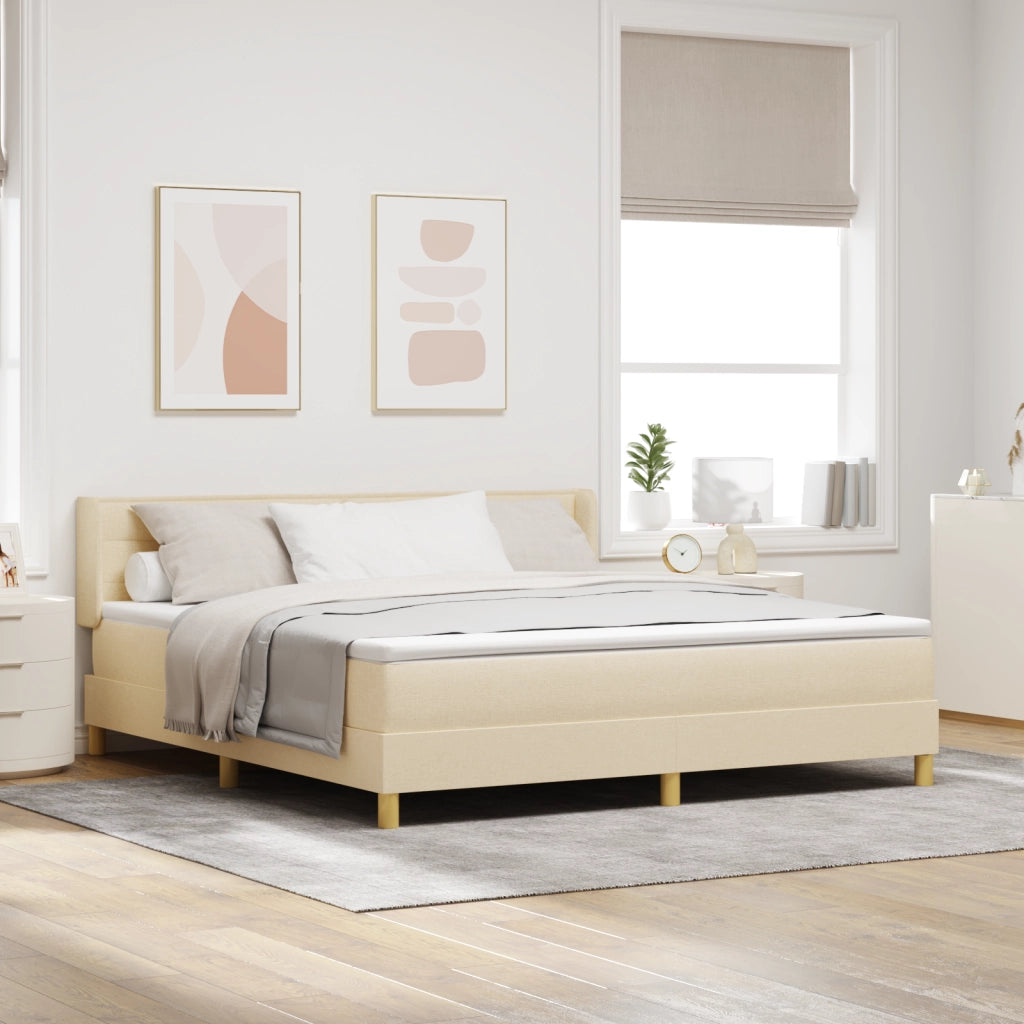 Letto a molle  con materasso panna 180x200 cm tessuto