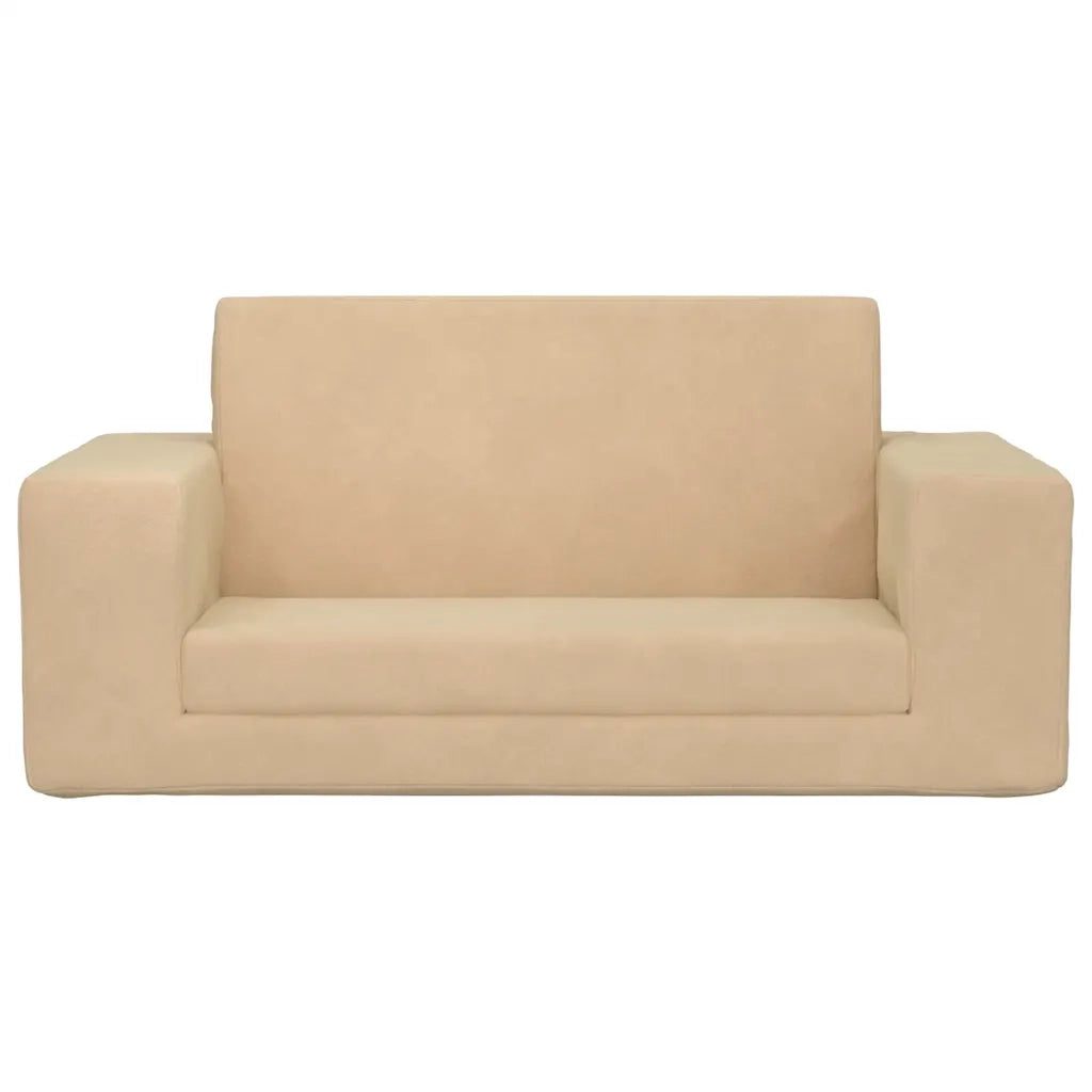 Divano letto | Sof¨¤ letto | Letto singolo per Bambini a 2 Posti Crema in Morbido Peluche