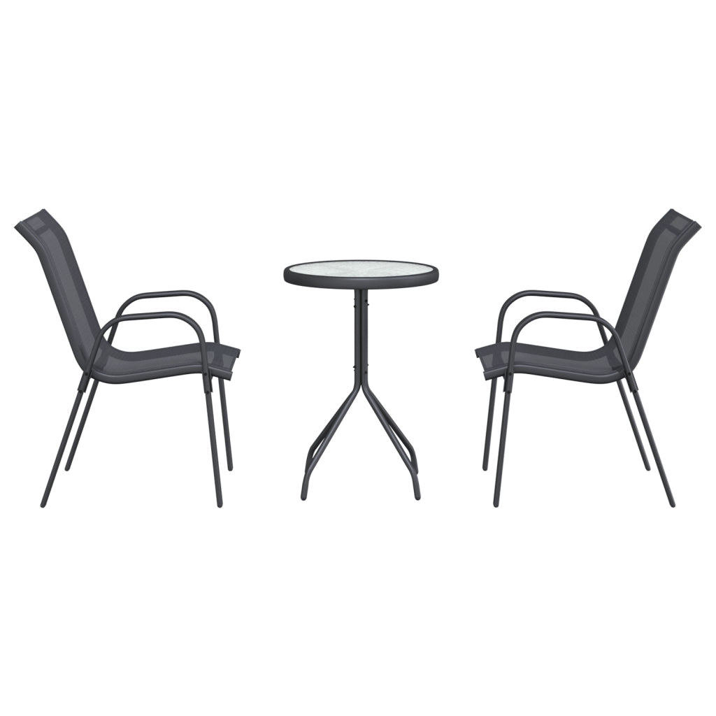 Set Bistro da Giardino a 3 Pezzi Anthracite Textilene e Acciaio