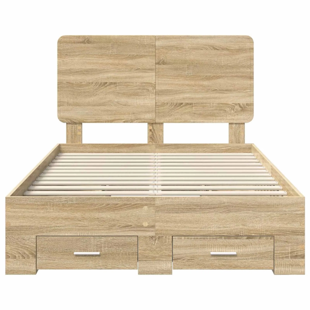 Struttura del letto con testiera Rovere Sonoma 135 x 190 cm 3412794