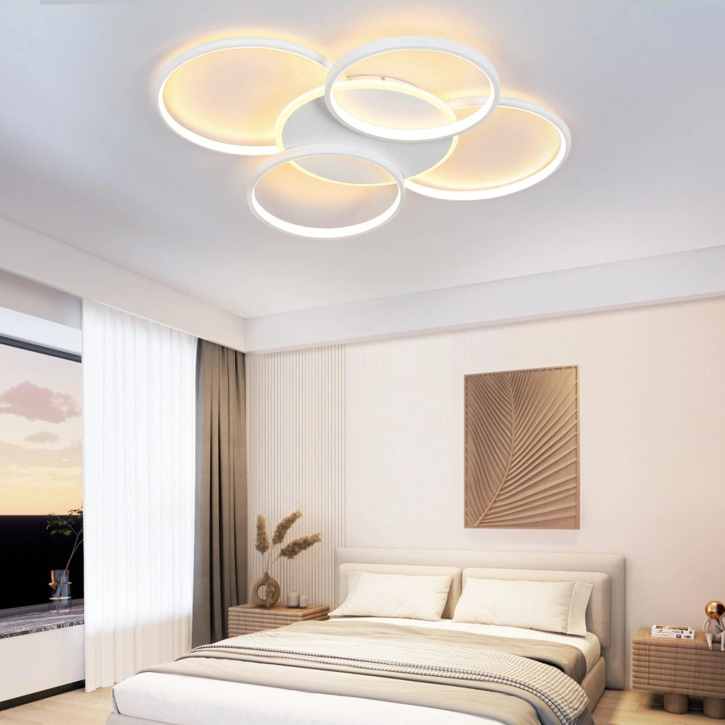ZMH Lampada da soffitto plafoniera LED dimmerabile 5 anelli 70W telecomando per soggiorno ufficio
