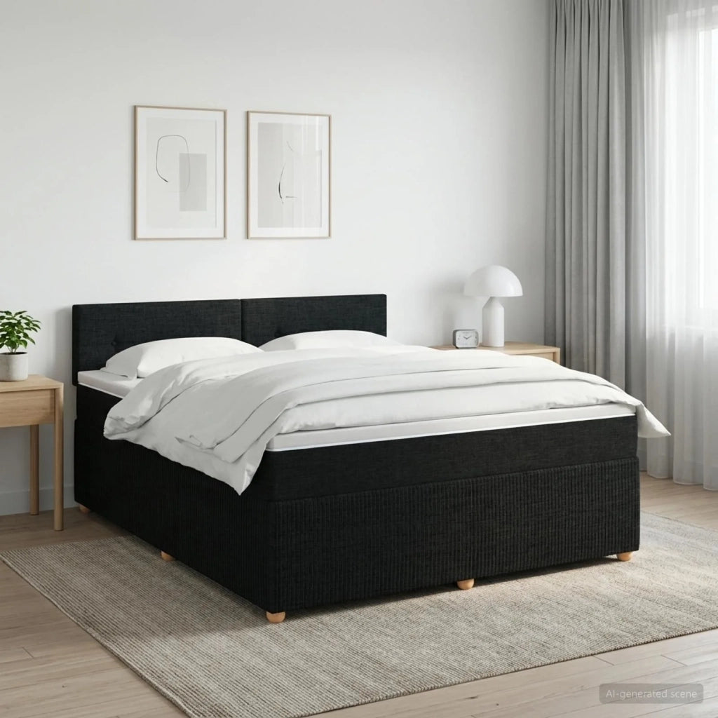 Letto box spring con materasso Nero 180 x 200 cm Tessuto 3451526