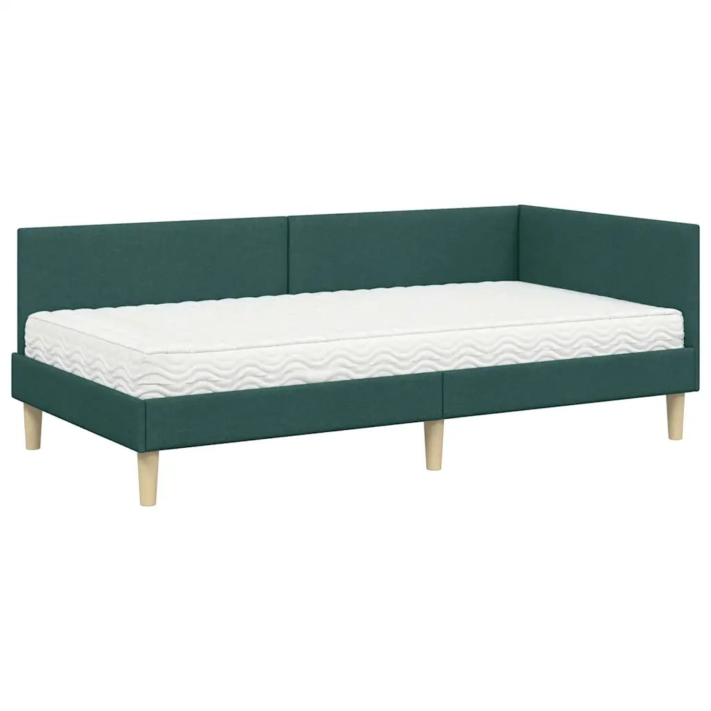 Struttura Letto Angolare con Materasso 2 pcs Verde Tessuto 3393729