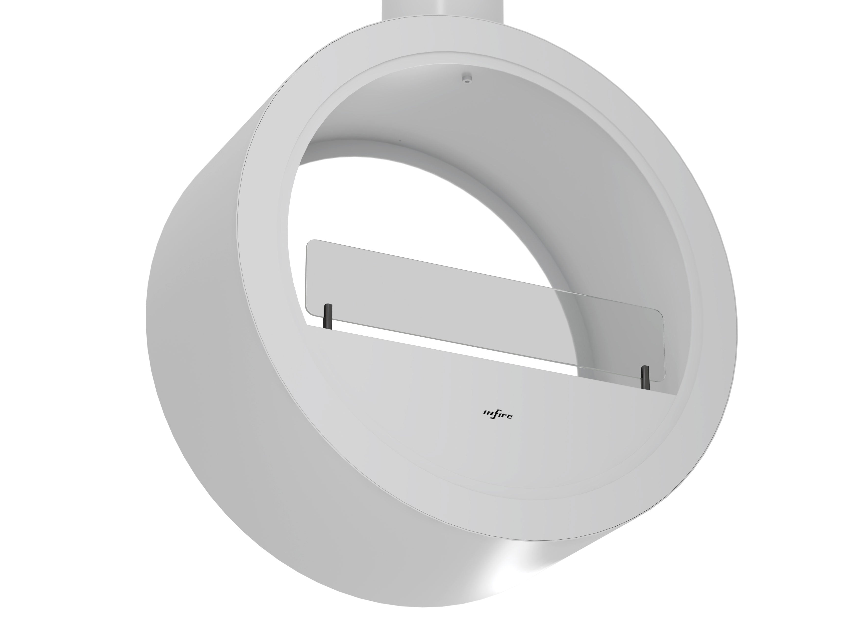 Camino a Bioetanolo Sospeso 218,7xØ70x35 cm Incyrcle 2Side Bianco con Vetro