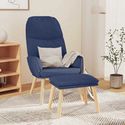 Divano Sedia-Poltrona Relax con Poggiapiedi Blu in Tessuto 456002