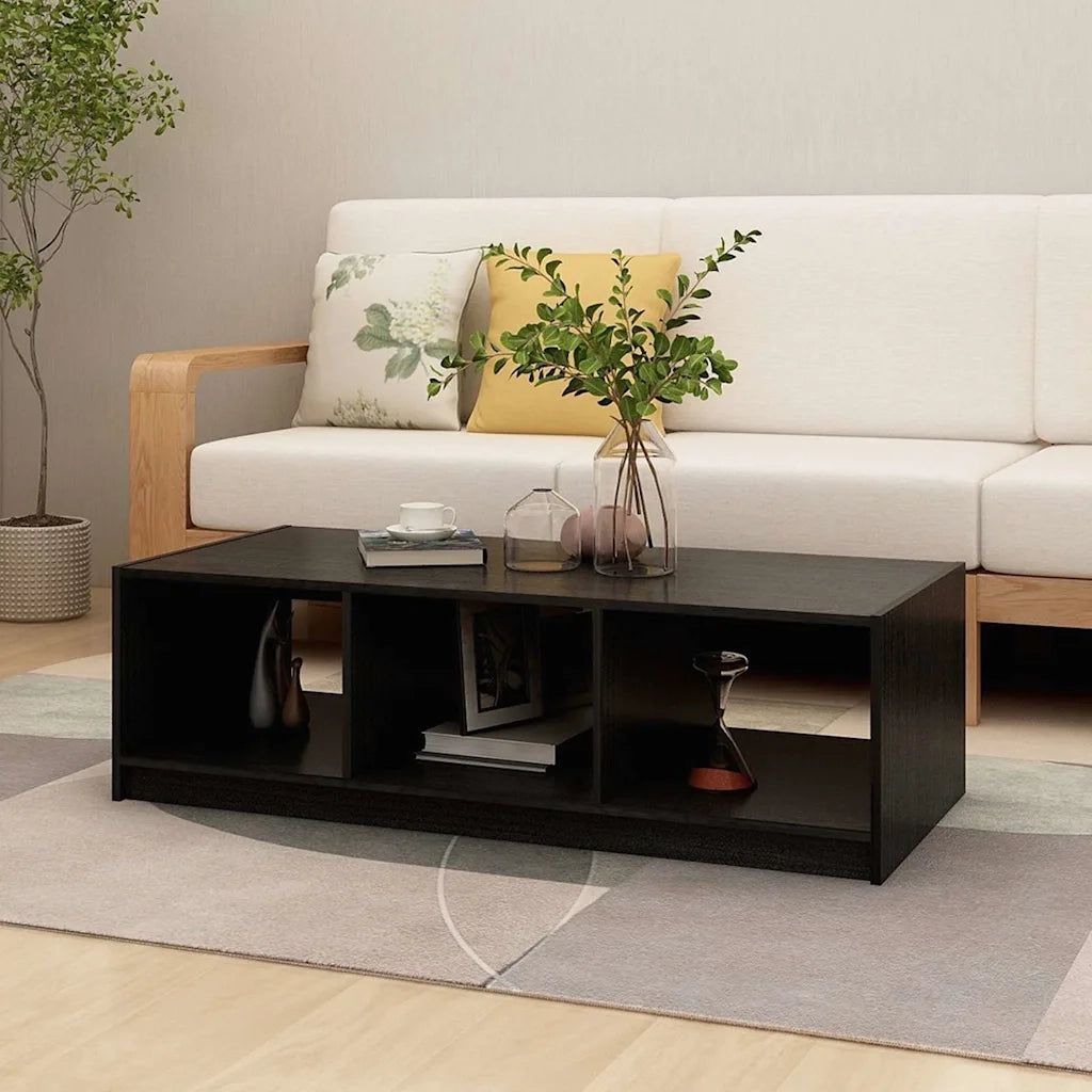 Tavolino da salotto | Tavolino da caff¨¨ | Tavolino da Soggiorno Nero 110x50x34 cm Legno Massello di Pino