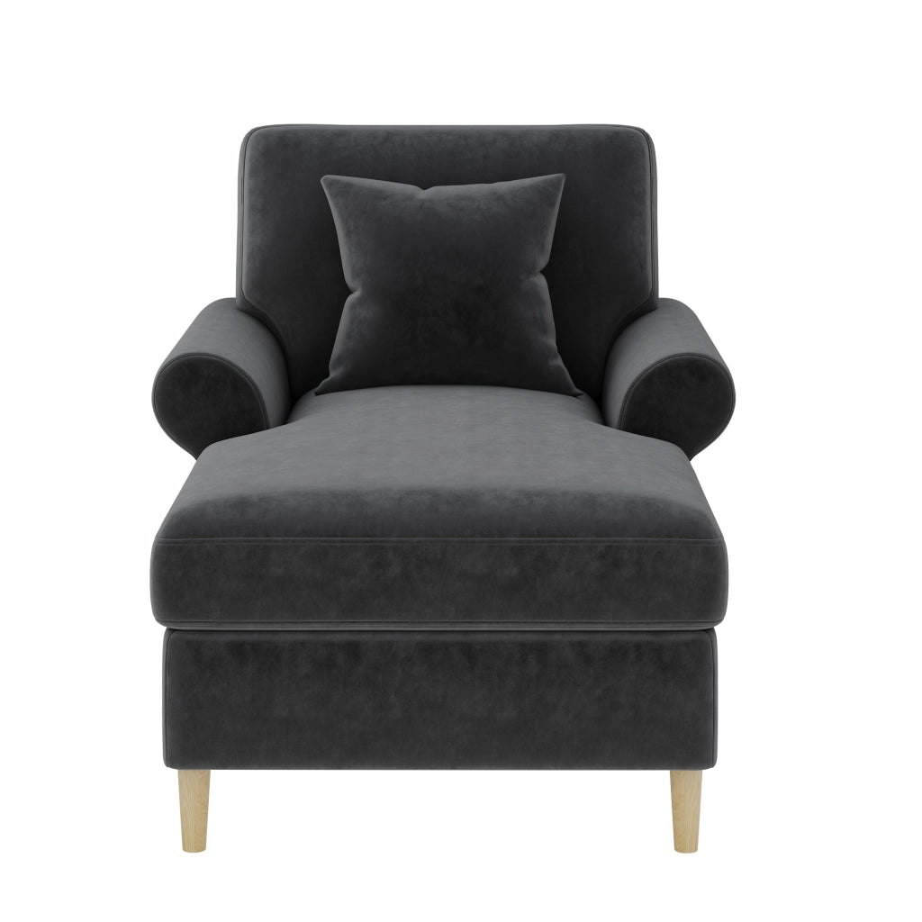 Poltrona relax convertibile con cuscino lombare in velluto Grigio 133 × 87 × 90 cm