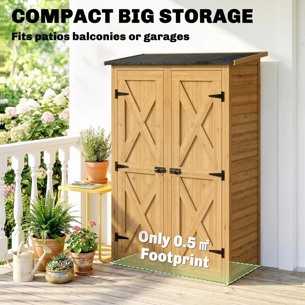 Cabana da Giardino in Legno con 2 Ripiani ¨C Zephmum ¨C Marrone