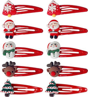 Accessori di capelli rosso per Natale - clip per capelli carini per ragazze e donne - accessori di decorazione di Natale con renna, pupazzo di neve e albero di Natale.