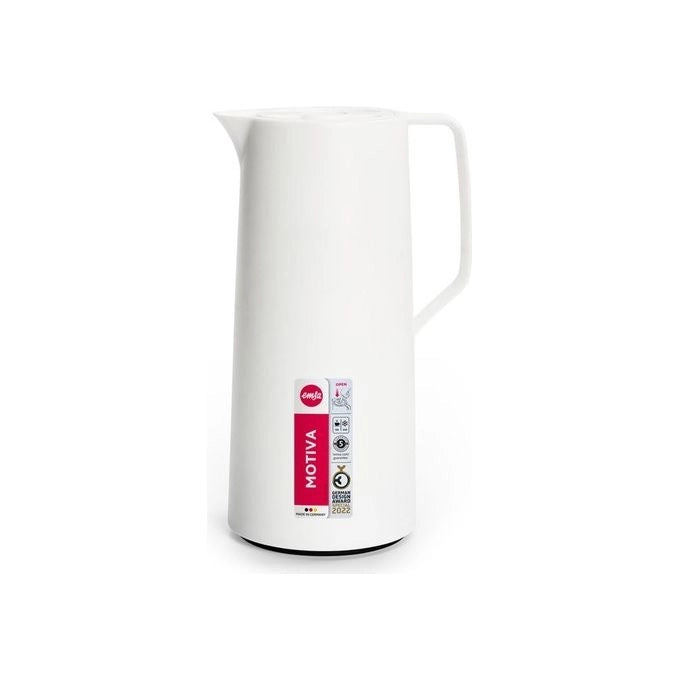 Emsa N4170400 Motiva Caraffa Termica Quick Press 1000 ml doppia parete in vetro colore Bianco