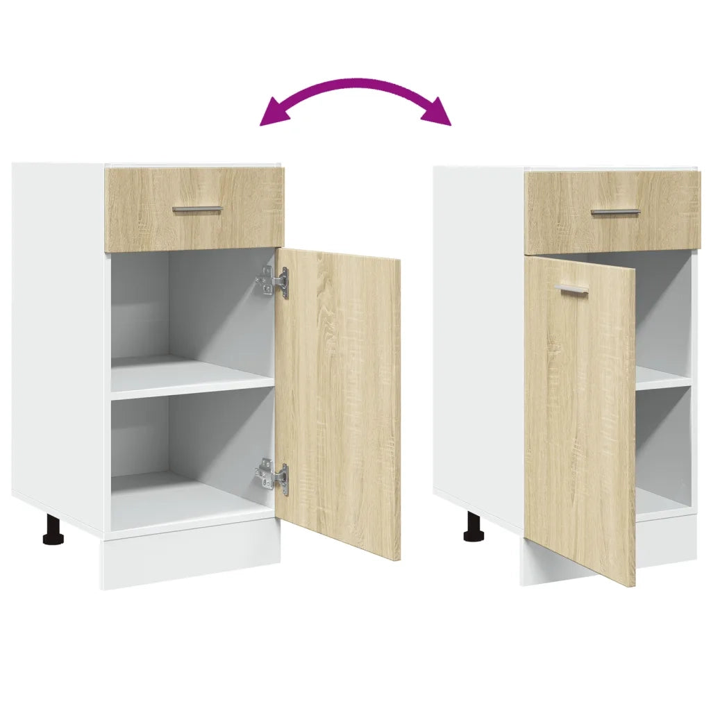 Ampio mobile basso da cucina con cassetti 40 x 46 x 81 cm realizzato in legno composito di rovere Sonoma 02_0049512