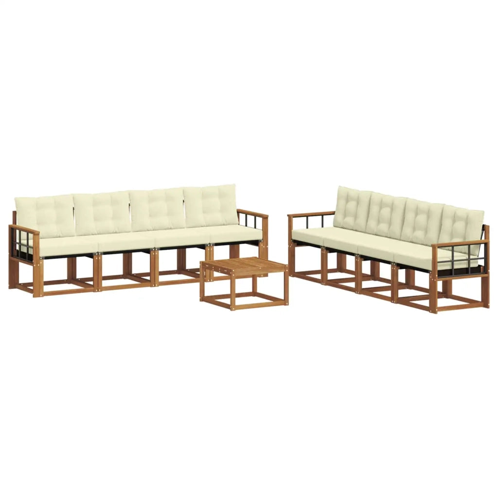 Set di divani da esterno con cuscino 9 pcs Naturale e Crema 3368525