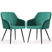 Set di 2 Sedie in velluto liscio ESTELLE Verde Bottiglia gambe nere