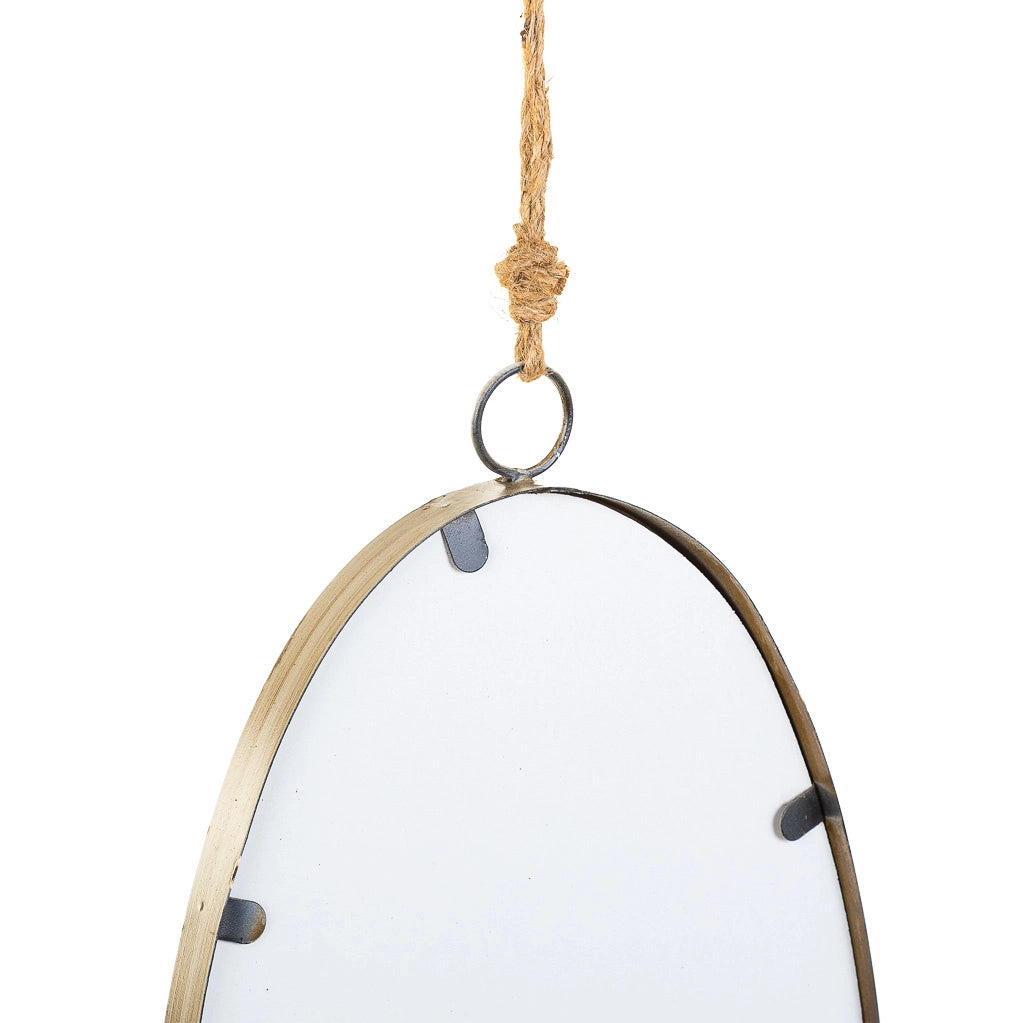 Specchio da parete in metallo oro e corda 25x2,5x36h
