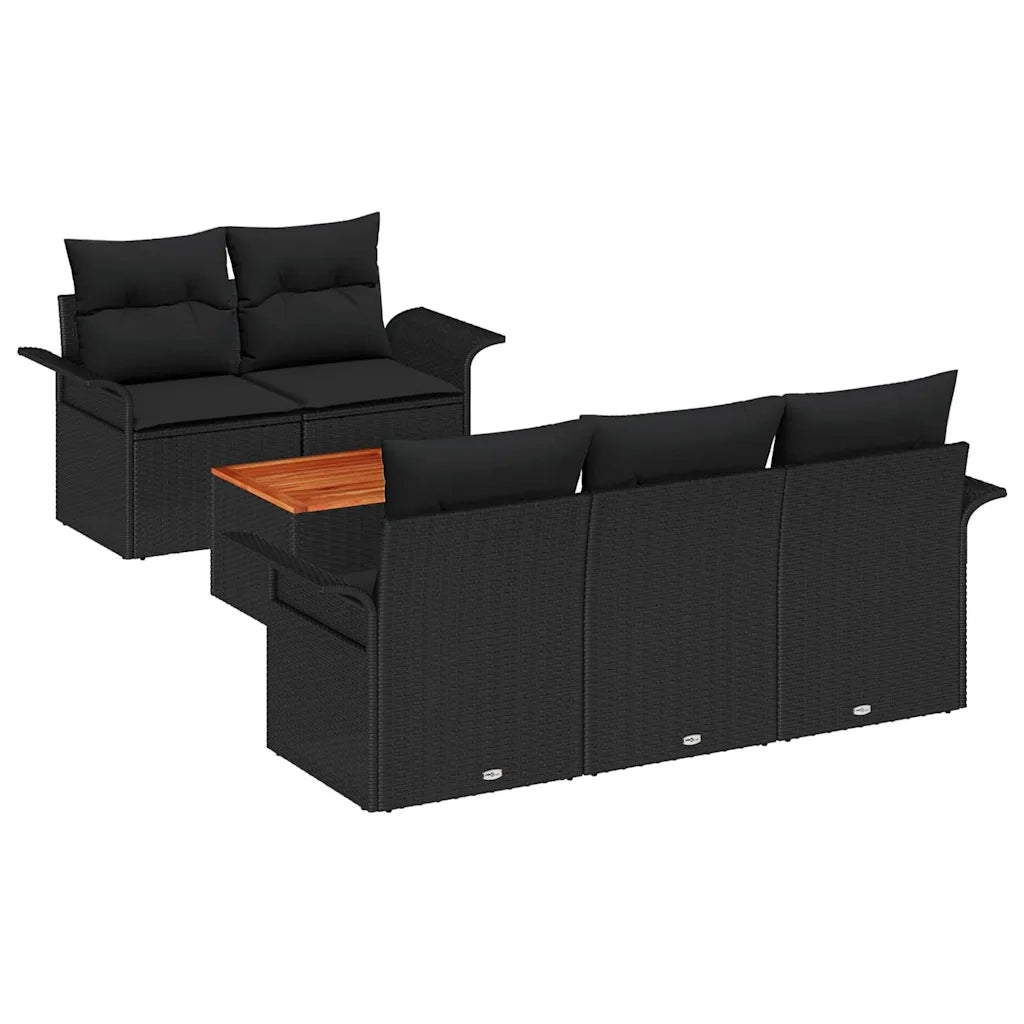 Set Divano da Giardino con cuscino 6 pcs Nero polyrattan 3347268