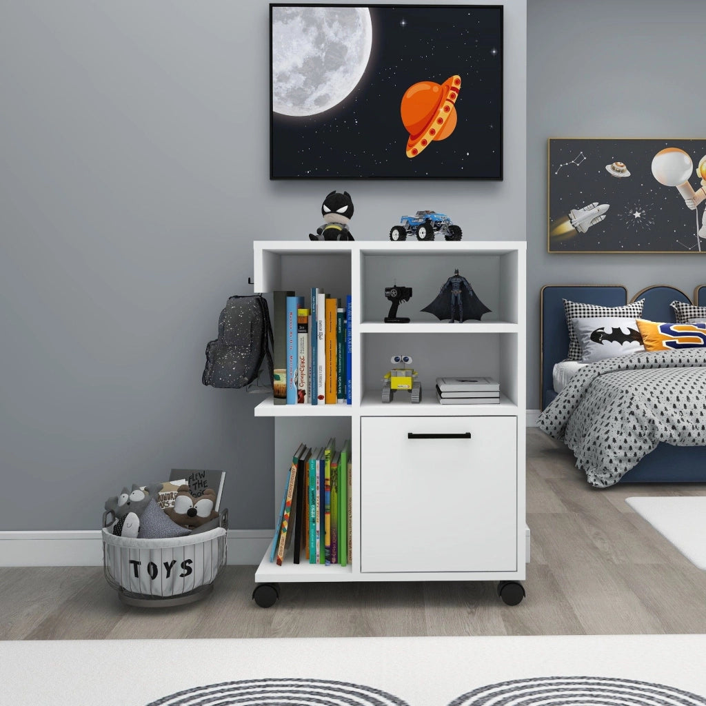 Fornelli, Armadio Multiuso 1 Anta 5 Ripiani, 81x60h cm Bianco