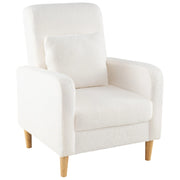 Poltrona accent con cuscino lombare e rivestimento in pile teddy, Singola poltrona laterale per lettura per soggiorno Bianco-Sedie e poltrone