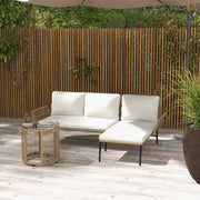 SET MOBILI DA GIARDINO 3 PEZZI Rattan Crema