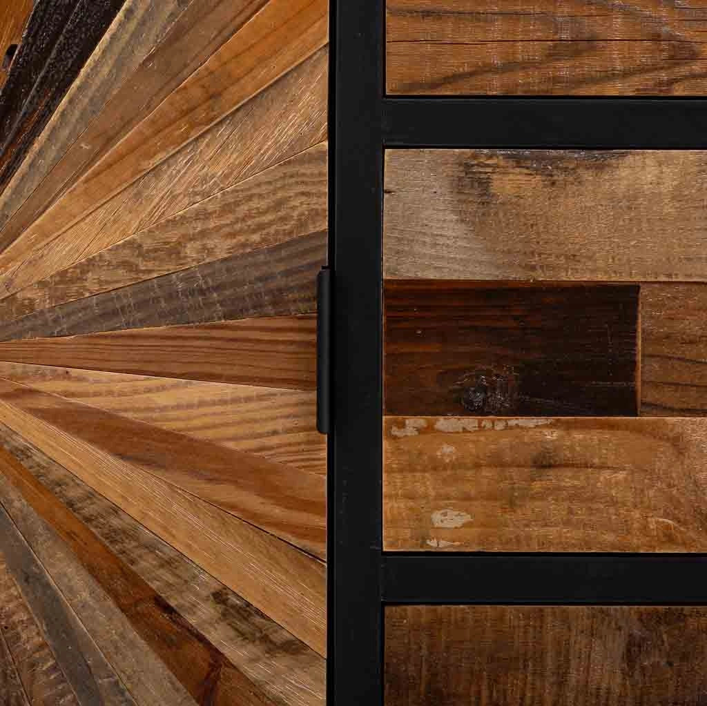 Mobile da ingresso in legno e metallo con 1 anta e 3 cassetti marrone 80x34x80