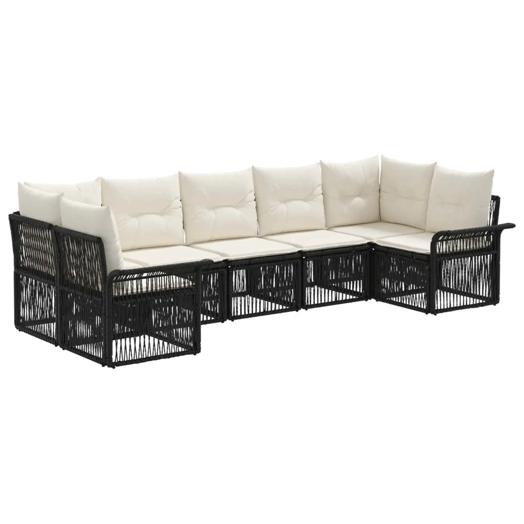 Set Divano da Giardino 7 pz 7-Numero di posti Nero polyrattan 3434929