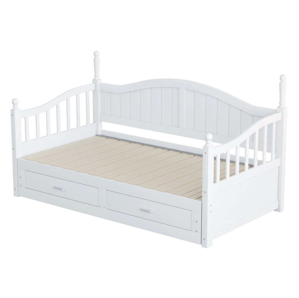Divano letto estraibile in legno bianco 90x190 cm