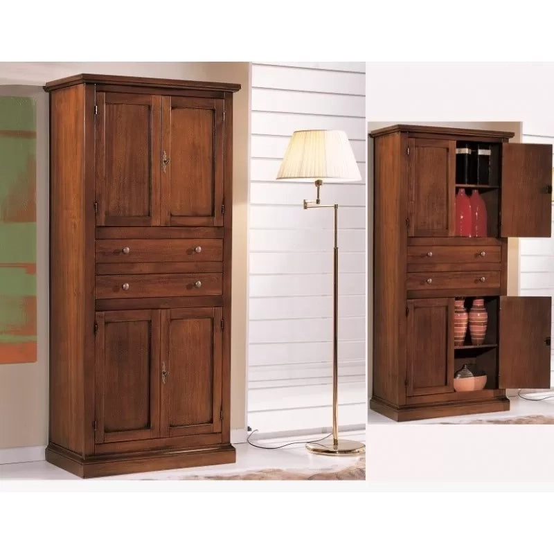 Armadio dispensa 4 porte arte povera in legno tinta noce 80x40x170 (394) - Mobili 2G