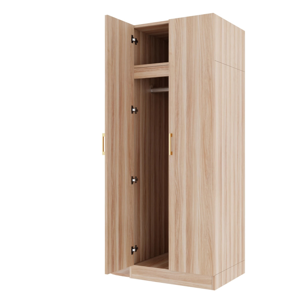 Armadio a 2 ante 90x55x170 cm con ripiani e cassetti in MDF, compensato e metallo